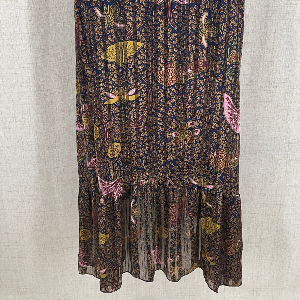 ba&sh Maxi Dress Sz S Metallic V-Neck High-Low Cocktail Wedding Guest Parisian - Picture 8 of 16